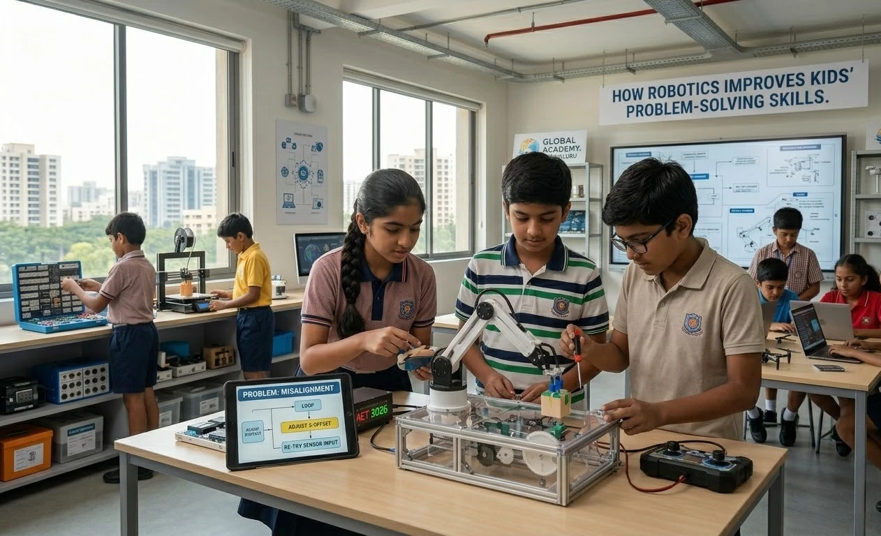 Kids building and coding robots for problem solving